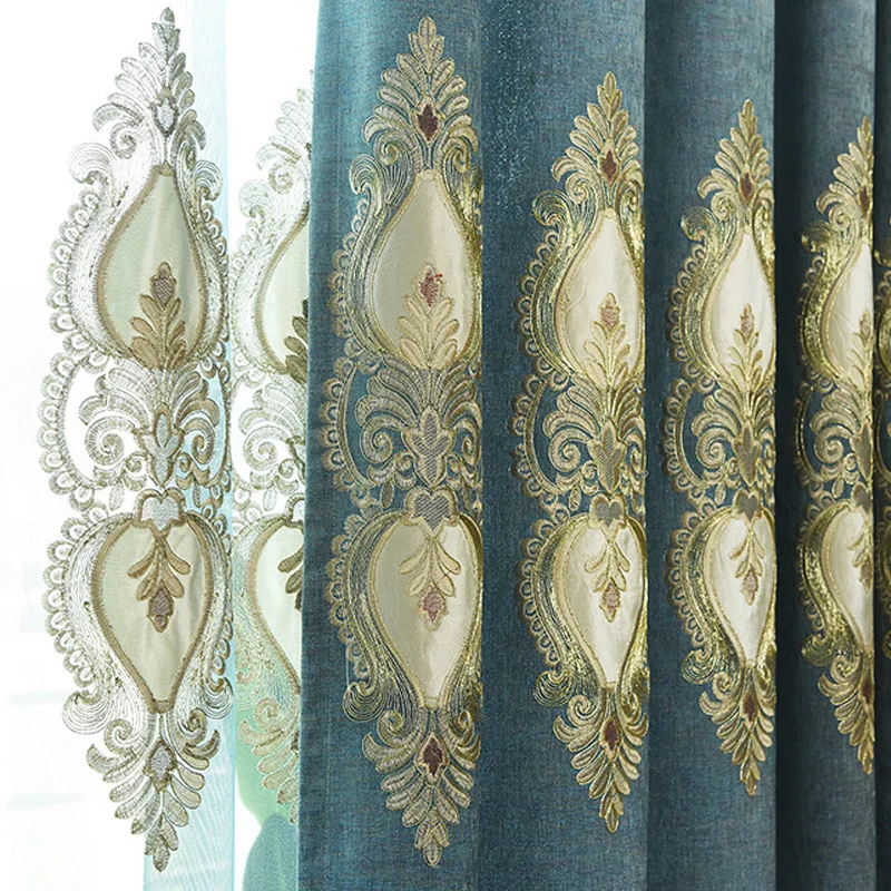 

Modern Simple European Style Embroidered Curtains for Living Room Bedroom Study Wedding Room Blackout Curtain Customization