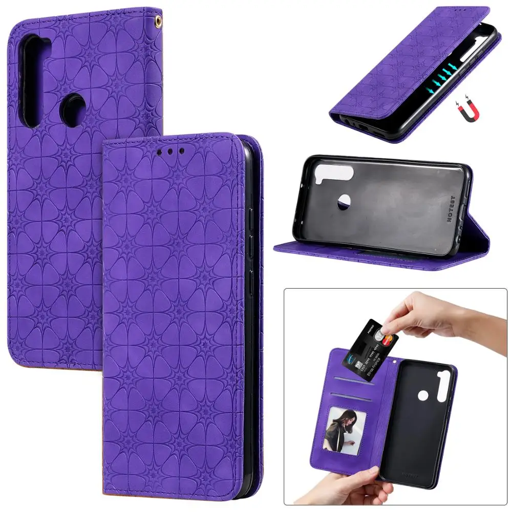 Кожаный чехол бумажник Lucky Flower для Xiaomi Redmi 8 8A K30 Pro Note 9S 9 8t с магнитным держателем
