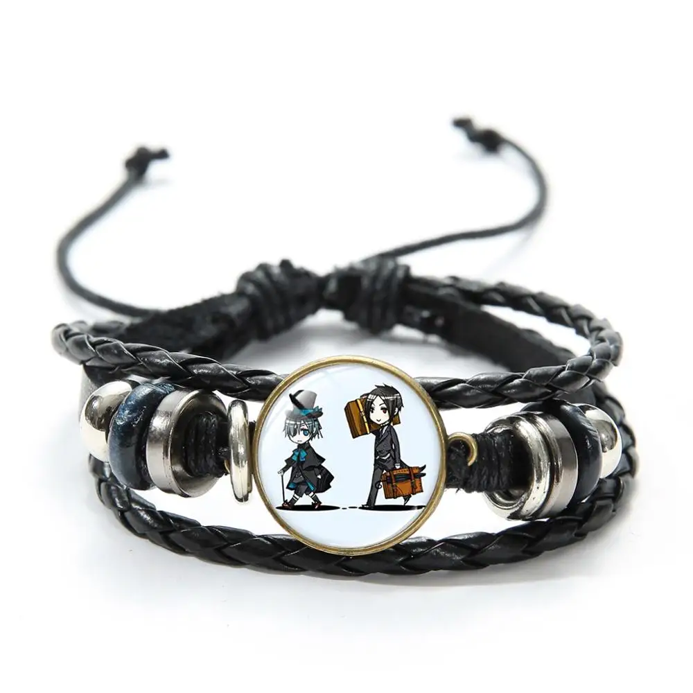 SONGDA ботинки в стиле аниме Темный дворецкий кожаный браслет милый Ciel Phantomhive