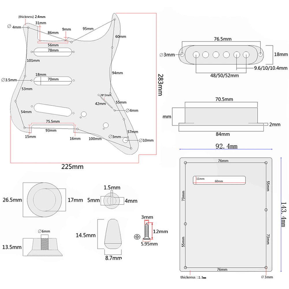 

Prewired-Loaded SSS Pickguard Alnico-V Pickups for Strat Electric Guitar Parts Music Equipment Accessories Attachment