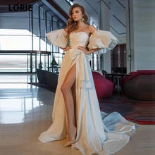 LORIE Sweetheart A-line Prom Dresses 2021 Side Split Court Train Robe De Soirée De Mariage Fashion Bow Formal Evening Party Gown (4)