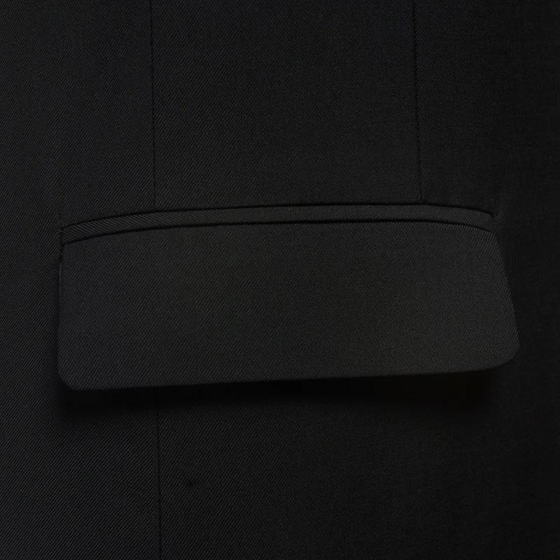 

Men's Suit Korean Style Slim-fit Fleece Fabric Solid Color Flat Collar Business Gentleman Suit for Work Youth Mid-slit New