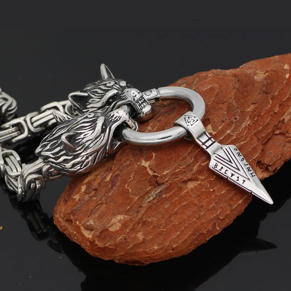 Скандинавский Викинг Волк с odin мечом Gungnir ожерелье из нержавеющей стали для