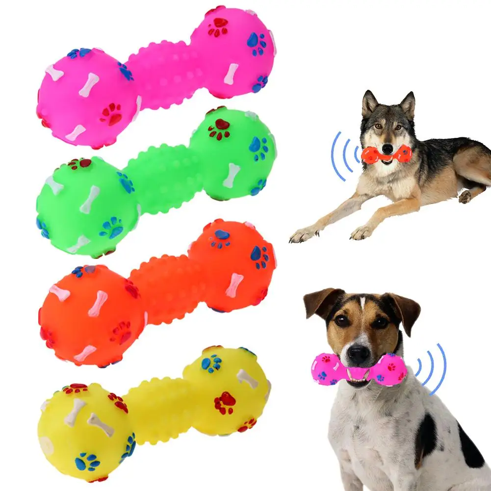 

Pet Chew Toys Pet TPR Set Interactive Playing Funny Molar Dumbbell Shape Dog Squeaky Sound Puppy Molar Bite Cleaning Teeth