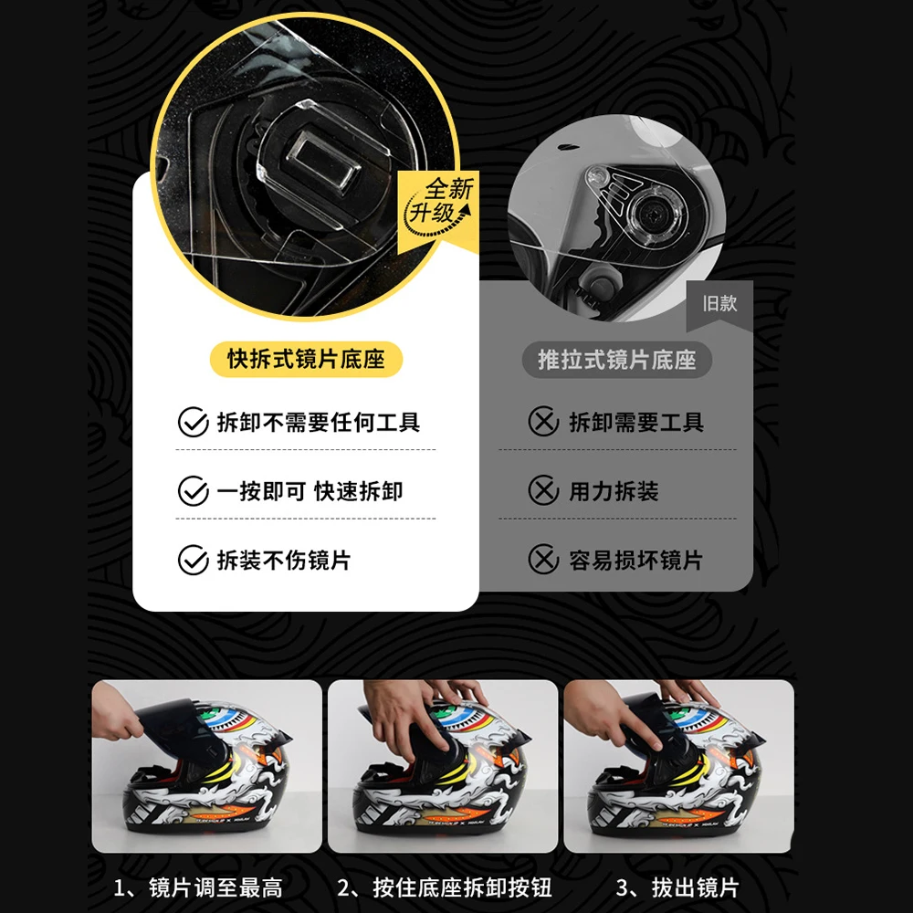 

HNJ Motorcycle Helmet Full Face Casco Moto Men Motorbike Motocross Racing Helmet ABS Material Casco De Moto S-2XL SIZE Black