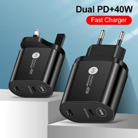 fast charge 40w double pd usb charger qc 3 0 type c phone adapter for iphone 12 11 pro xs max ipad airpods huawei xiaomi samsung