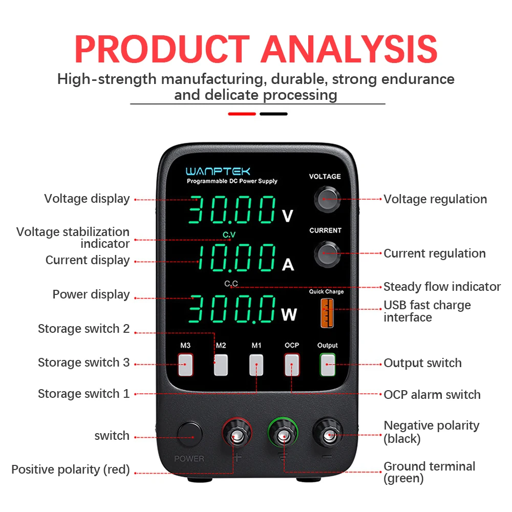 Регулируемый источник питания постоянного тока 30 в 10 А лабораторный