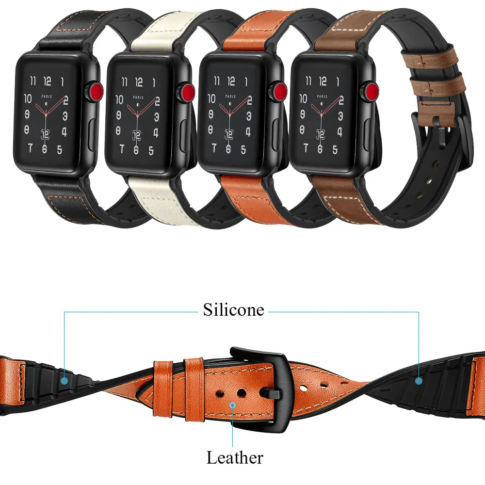 leather watch strap for apple series 5 4 3 2 1 Bands 38 42 40mm 44mm Band bands iwatch watchband bracelet wrist | Наручные часы