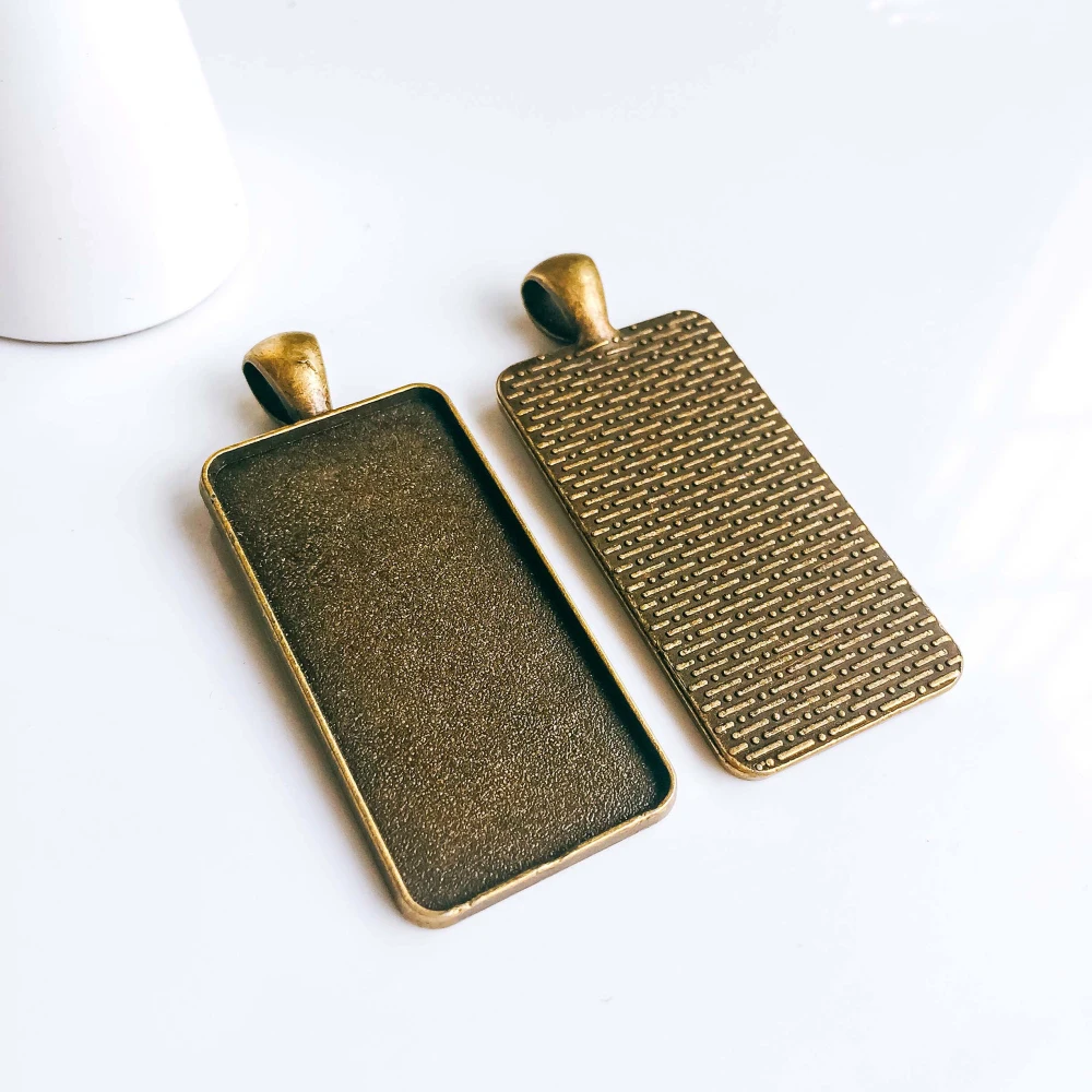 

5pcs/lot 19x38mm Necklace Pendant Setting Antique Bronze Silver Glass Cabochon Blank Base Supplies for Jewelry T295