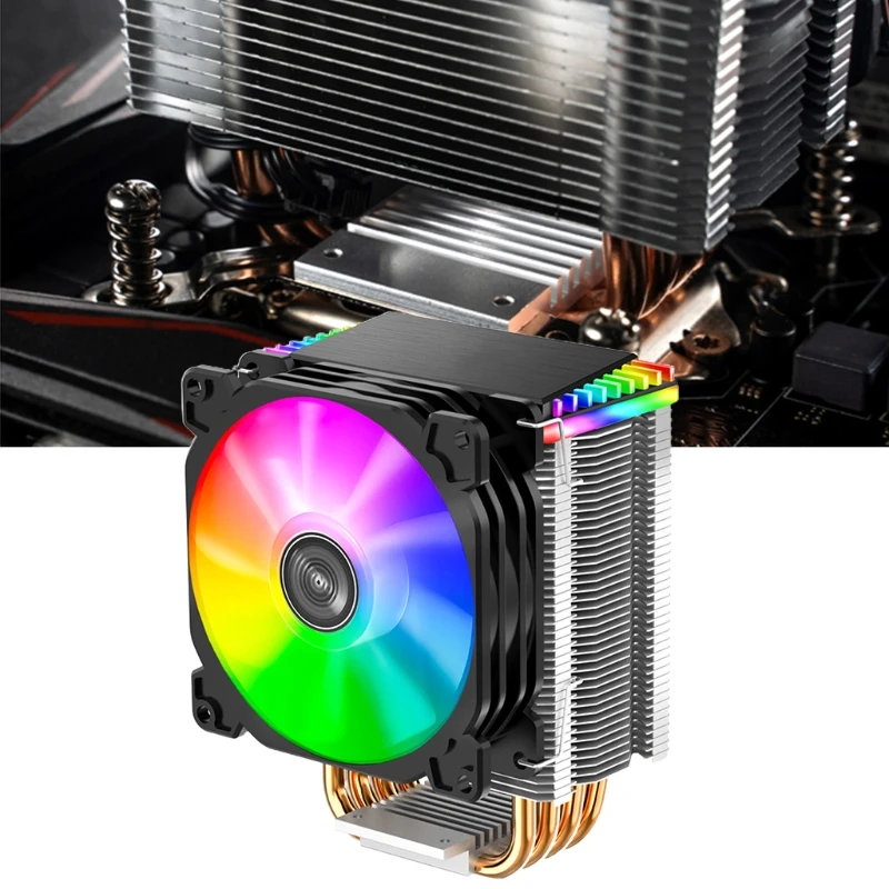 CR1400 PWM 4Pin 12V PC LED Fan Cooling RGB 4 Heat-pipes CPU Cooler 54DB | Компьютеры и офис