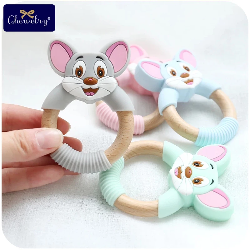 1 шт. деревянный Прорезыватель для зубов Детские Прорезыватели силиконовый лиса