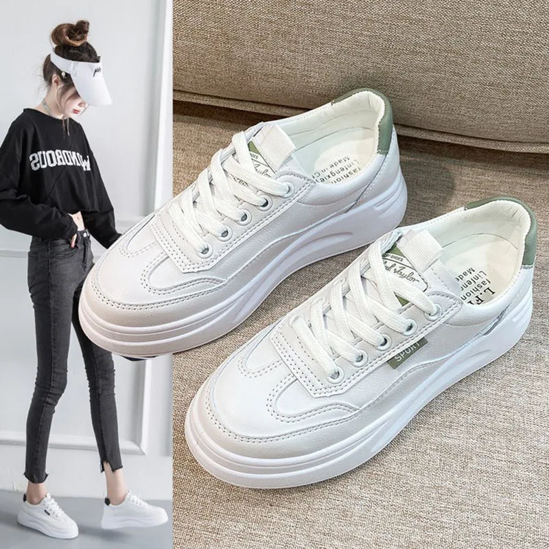 

2020 New Solid Color Thick Bottom Sneakers Fashion Breathable Walking Mesh Lace-Up Shoes Vulcanize Shoes Women Casual Shoes