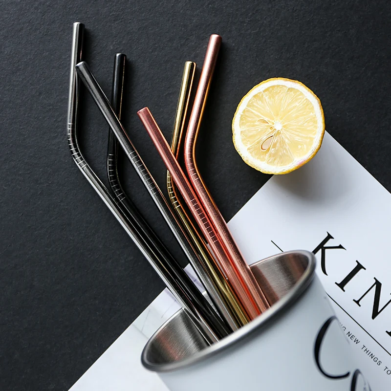 4Pcs Reusable 304 Stainless Steel Metal Smoothies Drinking Straight Straws High Quality Tube Cleaning Brush Bar Party Accessory | Дом и сад