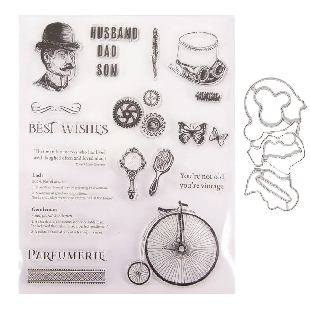 Металлические Вырубные штампы в стиле ретро стимпанк с прозрачными штампами для