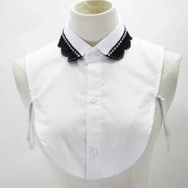 

2021 Beads Fake Collar for Women White Tie Vintage Detachable Collar Laple False Collar Blouse Top Clothes Accessories