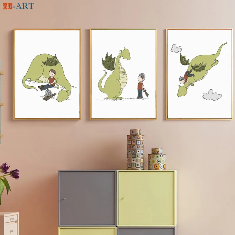 Для мальчиков и дракон Приключения плакаты принты живопись на холсте
