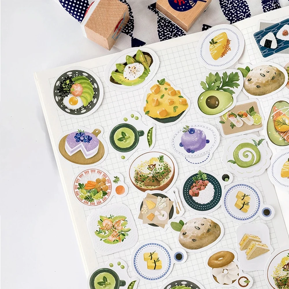 

45pcs Cute Food Self-Adhesive Stickers Set Scrapbooking Stickers For Journal Planner Diy Crafts Scrapbooking Diary