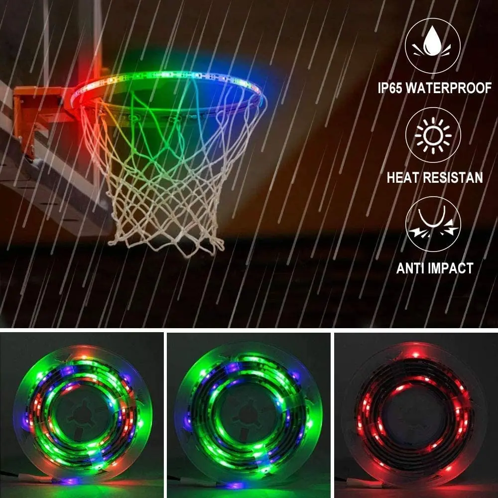 Basketball Hoop Light Strip Outdoor Waterproof Sensor-Activated Led Solar Strip Light Ideal for Playing Training Party Games