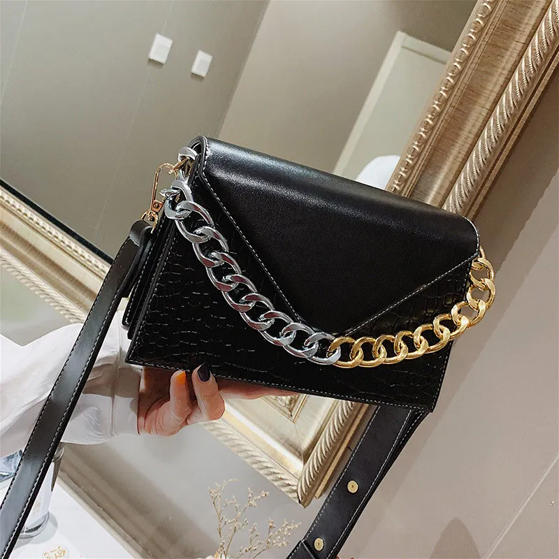 Женская дикая маленькая сумка конверт Дамская мода камень узор цепь женская