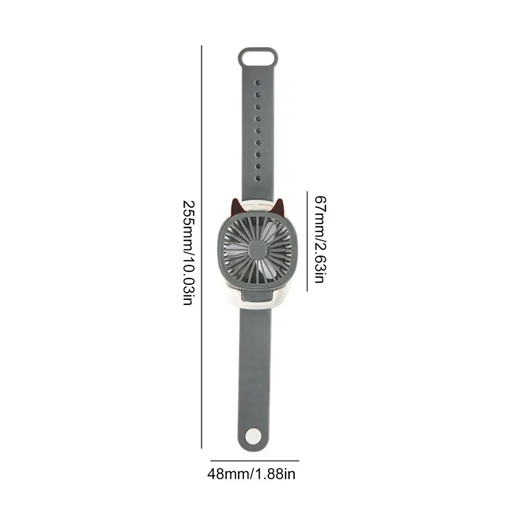 

360 degree Rotation Outdoor USB Rechargeable Small Fan For Kids Wrist Strap Mini Hand Held Fan Cat Design Colorful LED Lights