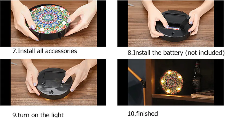 AZQSD DIY Led алмазная живопись лампа специальной формы бусины цветок ручной работы Подарок Круглый Круг Алмазная Мандала мозаика