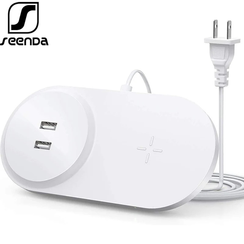 

Беспроводное зарядное устройство SeenDa с двойным USB-портом, 26 Вт, беспроводная зарядная площадка с адаптером, совместимая с iPhone 13/13 Pro/13 Pro Max/XS