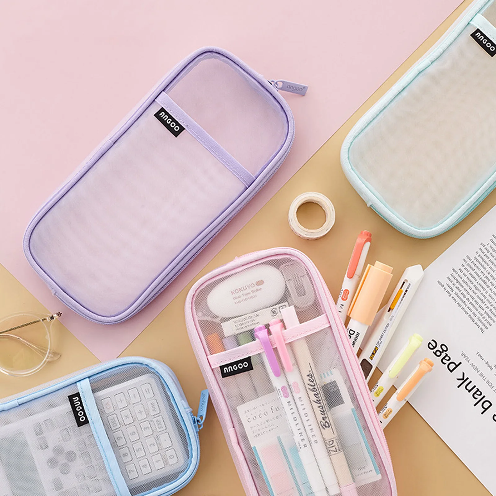 

Сетчатый Чехол для карандашей, вместительные сумки для карандашей, школьные канцелярские принадлежности, офисные принадлежности, подарок ...