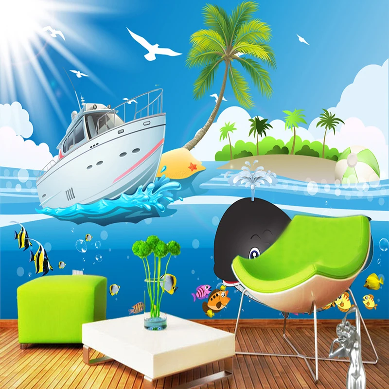 Изготовленный на заказ обои 3d росписи мультфильм Круизное Судно море морского