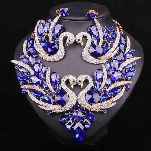 Модные синие туфли с украшением в виде кристаллов Лебедь наборы свадебных