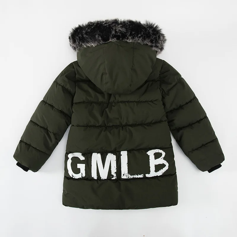 

2021 Boys Winter Korean Printed Personality Letter Thickening Warm Cotton Jacket Toddler Hooded Plus Velvet Padded Jacket Medium