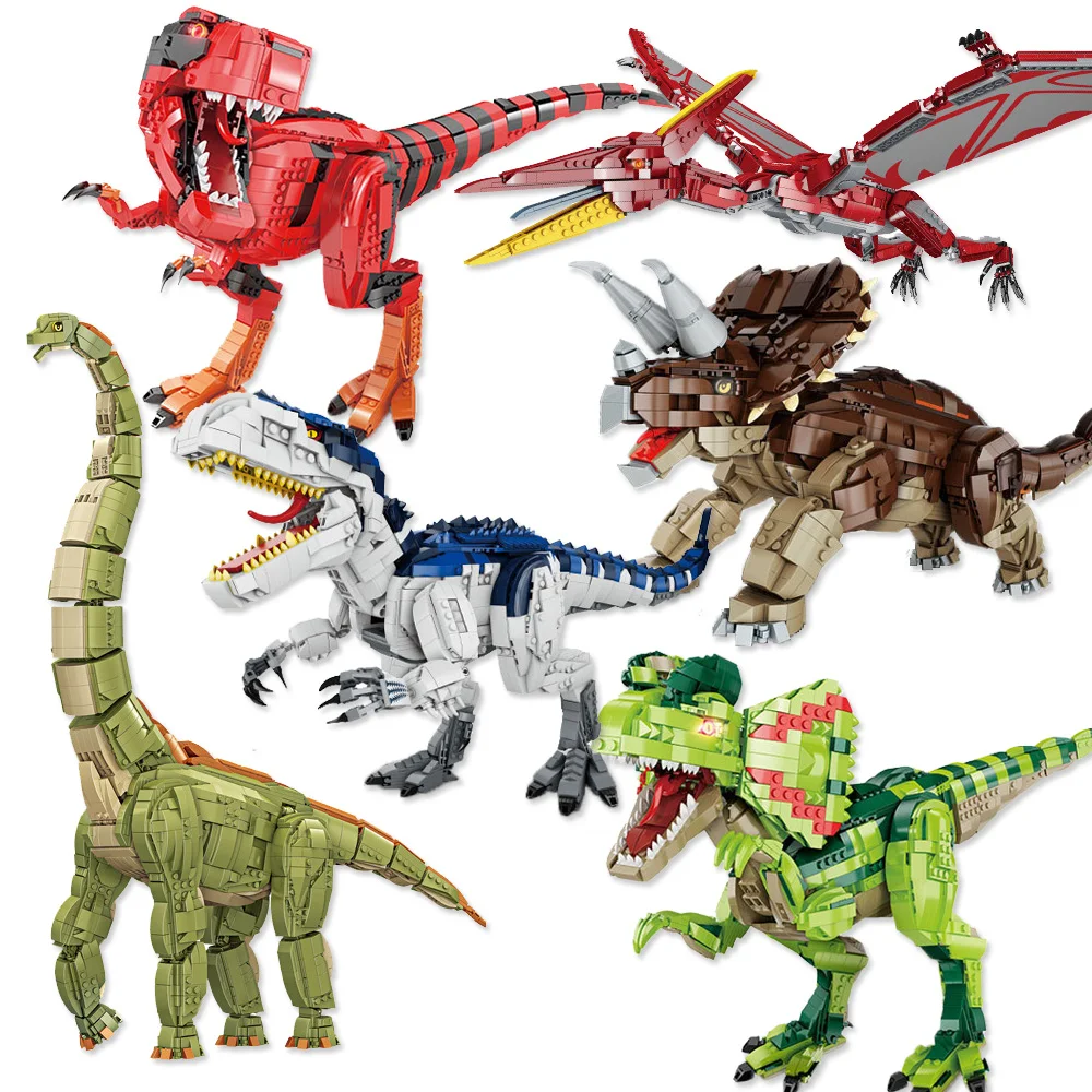 

Jurassic Dinosaur Building Block Pterosaur Tyrannosaurus Model Triceratops Wyvern Indominus Rex DIY Bricks Toys For Kid