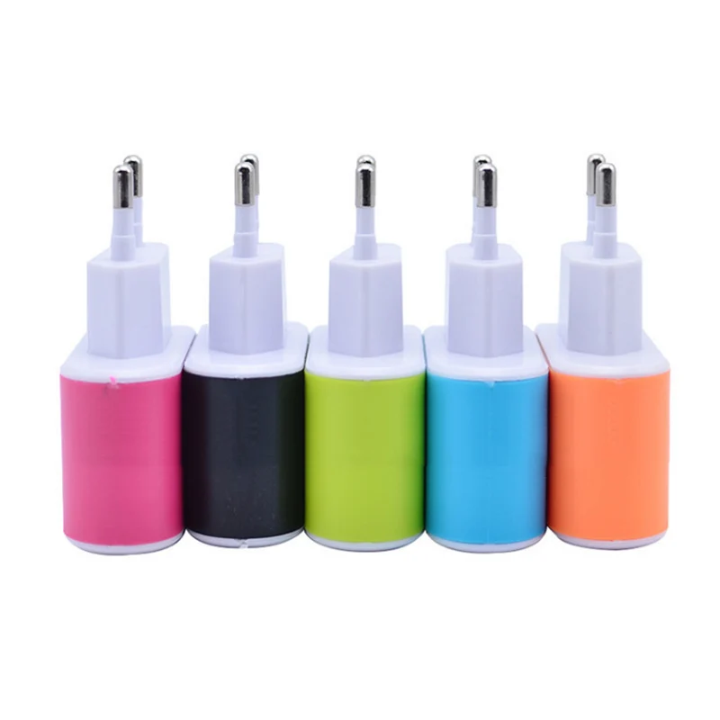 New Portable Mini Candy Color 3 USB Ports Charger PP Flame Retardant Shell EU Plug Adapter For Iphone 12 Samsung Huawei | Мобильные