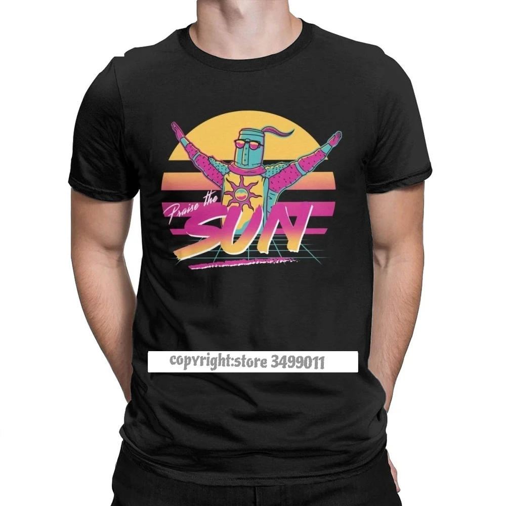 

Men Tshirts Praise The Sun Dark Souls Funny Premium Cotton Tee Shirt Fitness Bloodborne Game T Shirts Streetwear Gift