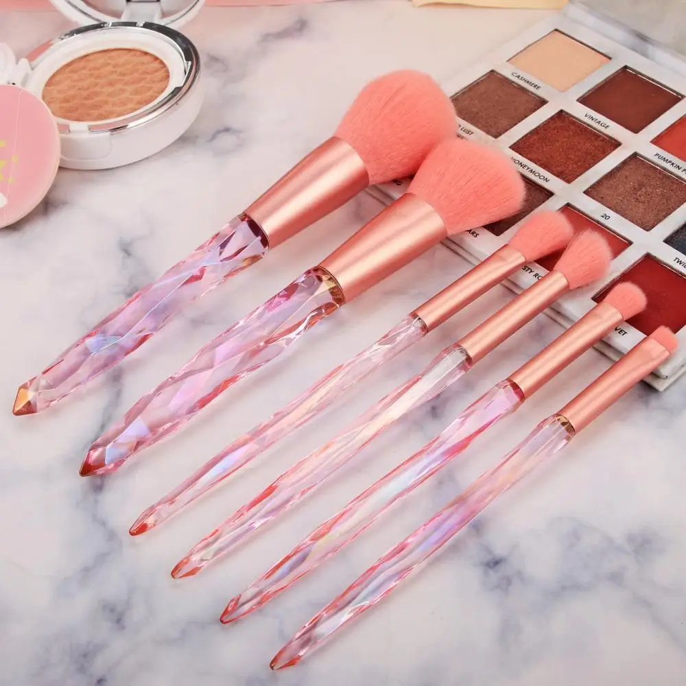 

10Pcs Faux Crystal Transparent Diamond Fan-shaped Brushes Women Makeup Tools Set