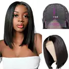 Парик Короткий Боб, прямые парики из человеческих волос с косточками для черных женщин, предварительно выщипанные парики 4x4x1, парики из бразильских волос, парики на сетке, 150% Denisty