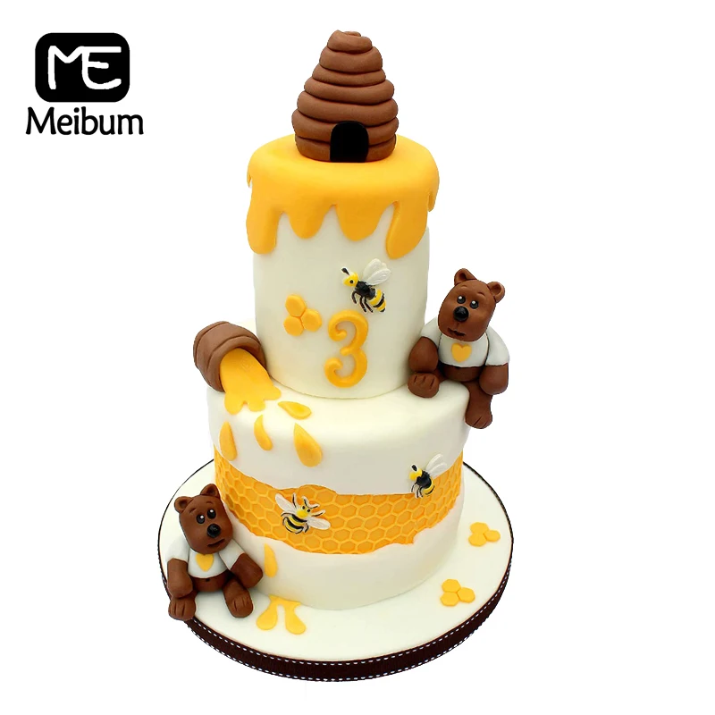Силиконовые формы meiбум для мастики с Сотами и 3 пчелами форма украшения тортов