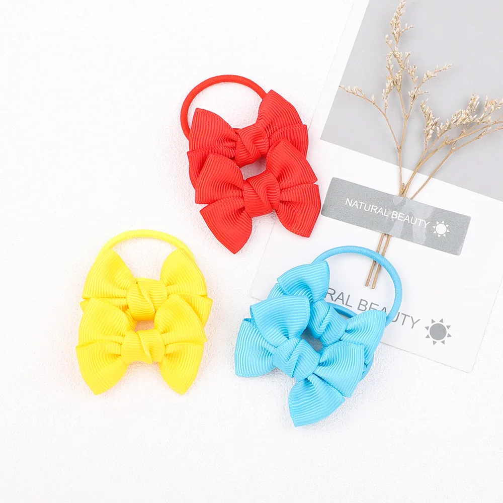 

40Pcs/20Colors Sweet Solid Ribbon Hair Bows Rubber Bands Small Bowknot Elastic Hair Bands Hair Ties for Girls Toddlers Kids