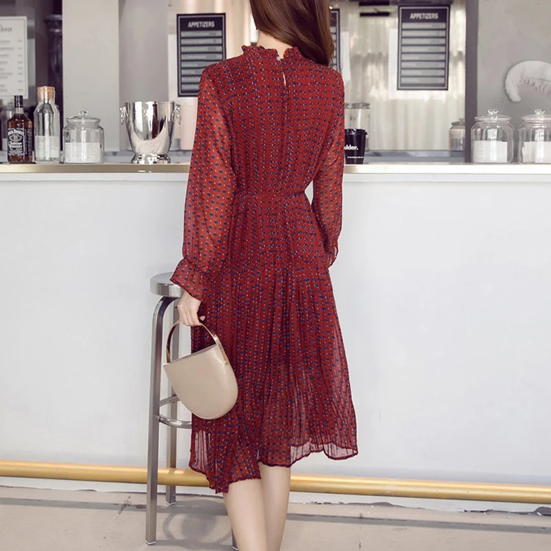 Платье женское шифоновое с цветочным принтом элегантное модное повседневное