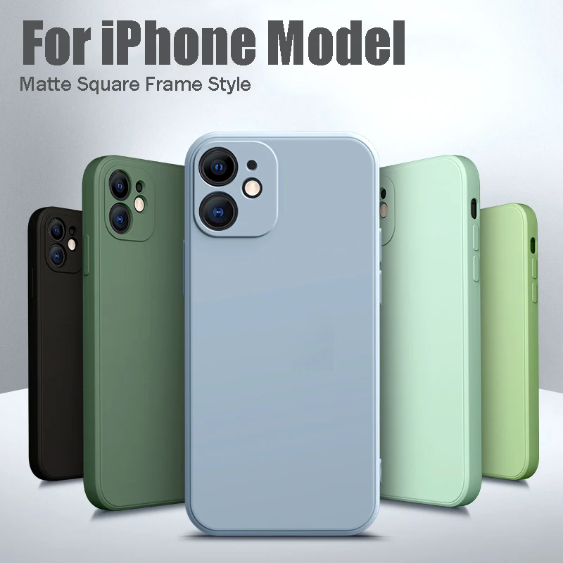 Простой матовый квадратный силиконовый чехол для iPhone 13 12 Pro Max Mini 11 X Xr Xs 8 7 Plus SE 2020 6