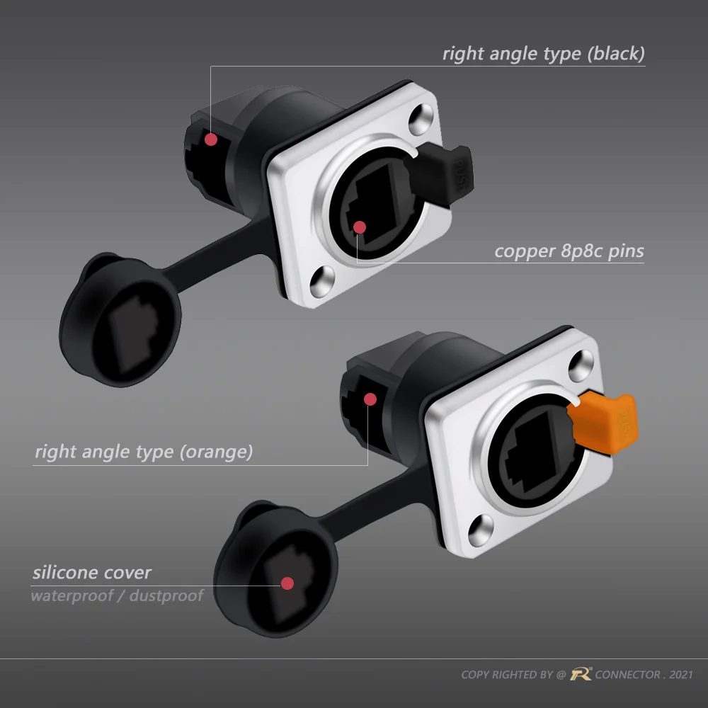 1 шт. водонепроницаемый коннектор PRJ45 прямоугольный и прямой гнездовой разъем для
