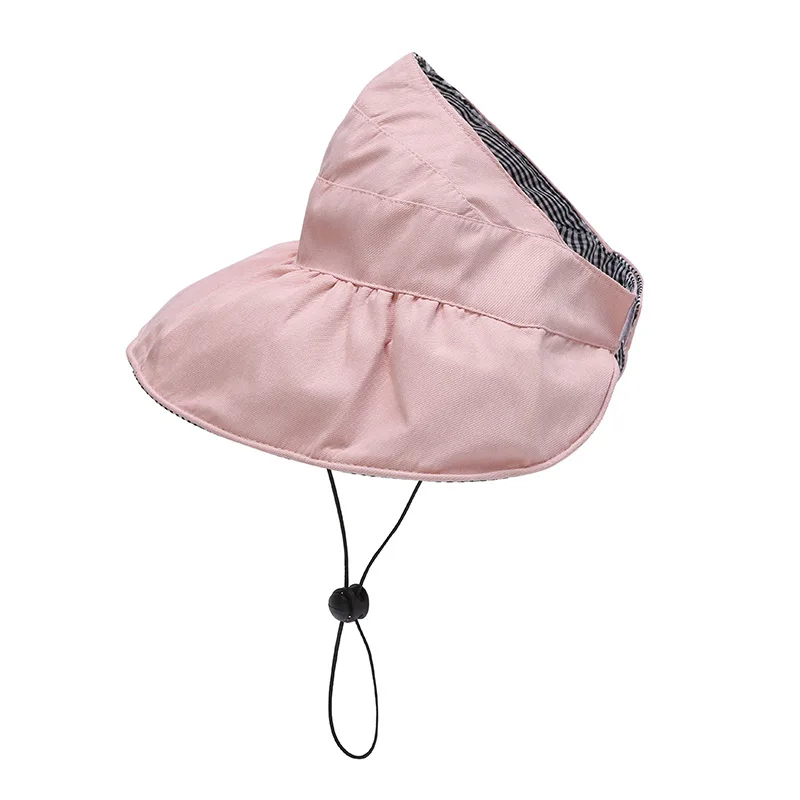 

New Summer Baby Girl Hat Double-Sided Folding Baby Cap Kids Bucket Hat Adjustable Cotton Children Sun Hats with Wind Rope