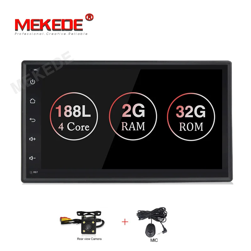 MEKEDE 2Din Android 9,1 2+ 32G RDS Автомагнитола универсальная gps навигация WiFi 1024*600 Авторадио Стерео FM аудио автомобильный dvd-плеер - Цвет: add camera