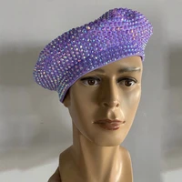 fashion full rhinestone beret hat bar nightclub dj ds gogo dance accessories stage catwalk drag queen wear