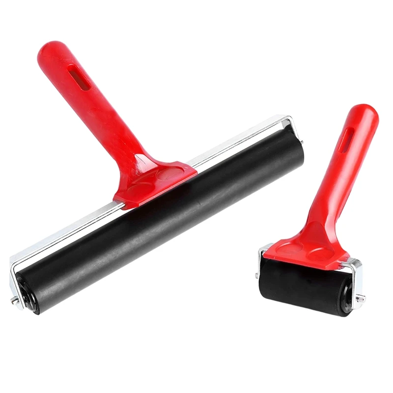 

2 Pcs Rubber Roller Rubber Brayer Glue Roller Tools for Printmaking Stamping Wallpaper Gluing Application 6/20 cm