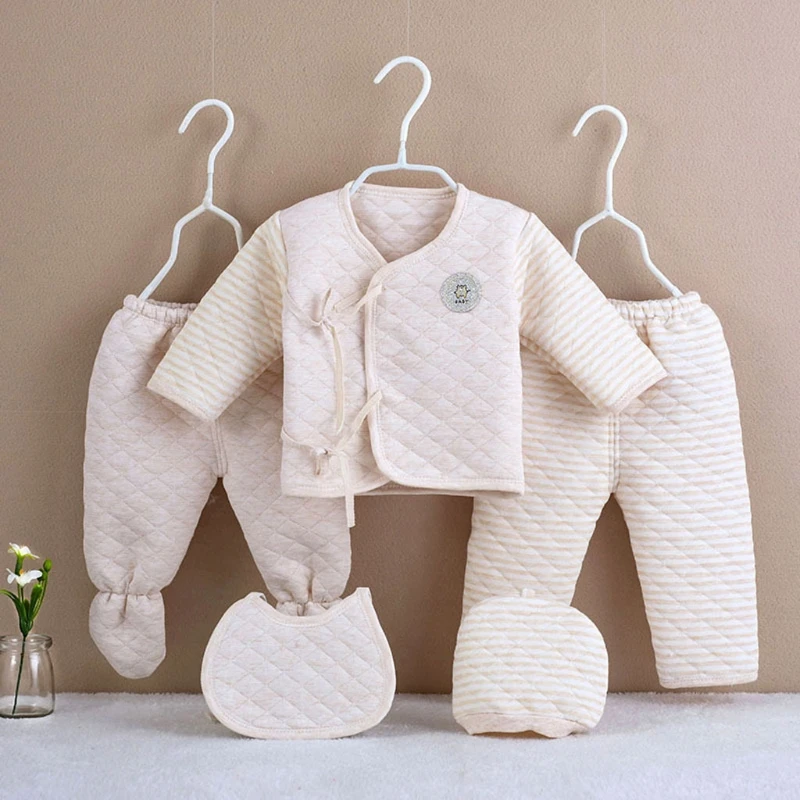 

5Pcs/set Newborn Baby Cotton Clothes Set Infant Baby Girls Boys Warm Thickening Underwear Suit Toddler Outfit for Newborn Gifts