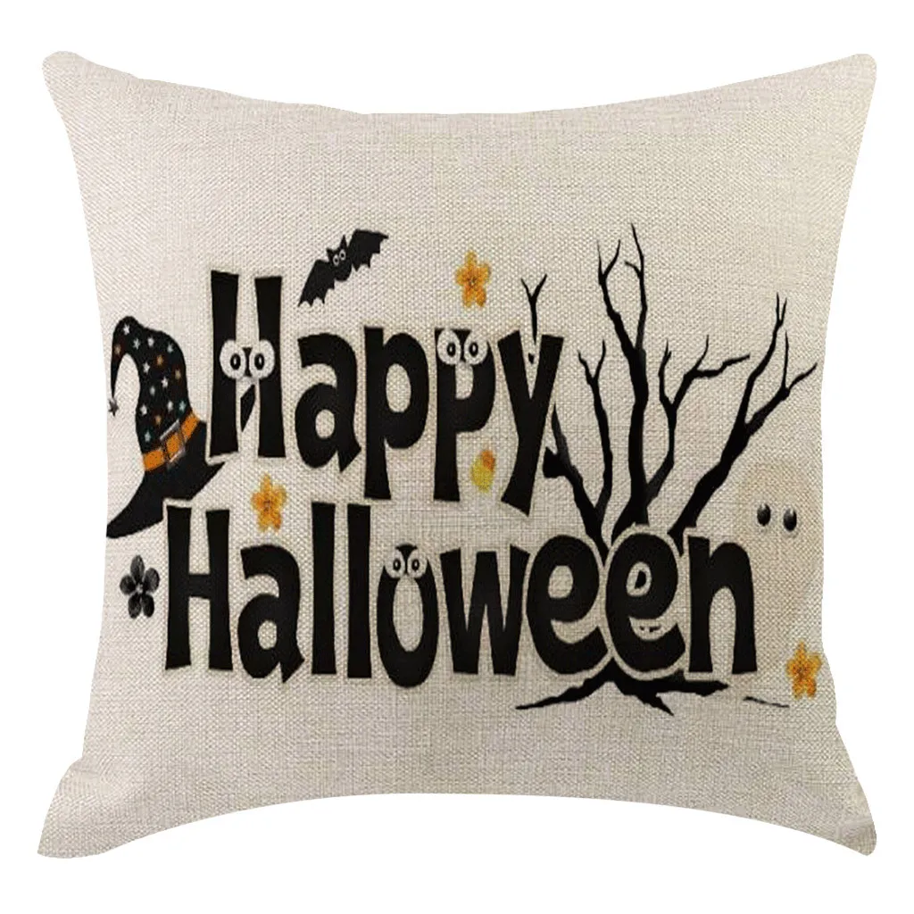 Halloween Pumpkin Witch Cat Owl Pillow Case Square Linen Home Hotel Pillowcase Fronha travesseiro Fronhas decorativas capa de | Дом и сад