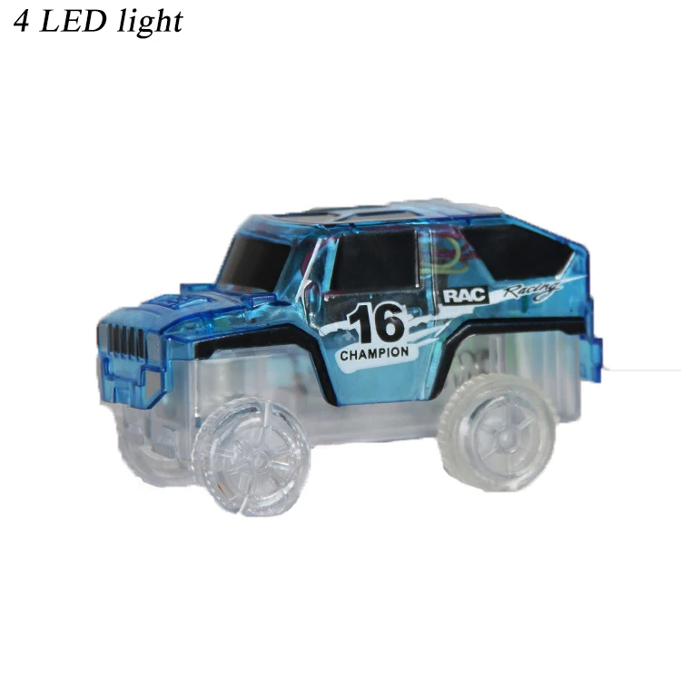 4 LED Blue Светодиодный автомобиль с 5 мигающими огнями пластиковая гоночная электроника для детей гоночная светится трек DIY Головоломка американские горки Игрушки - Цвет: 4 LED Blue