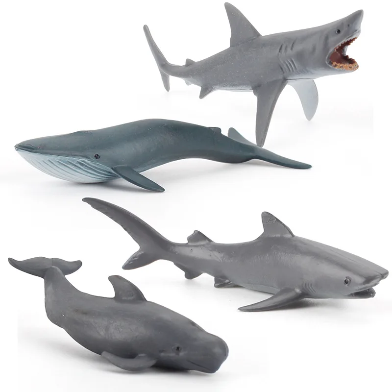 4 шт/Костюм Мини морским обитателям Модель Набор Megalodon Акула синий кит