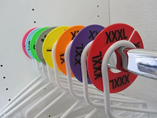 21 шт. XXS до XXXL Цветной стеллаж для выставки товаров разделитель размеров круглый