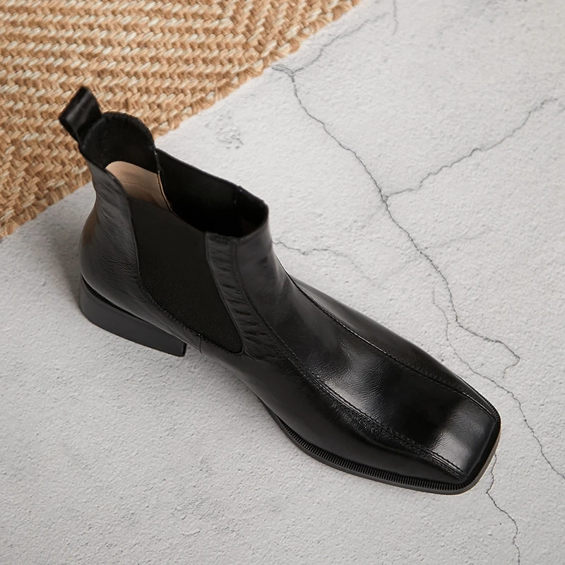 2020 Autumn Ankle Boots Designer British Style Chelsea Boots Ladies Low Heels Flats Shoes Female Slip-On Martin Elegant Booties